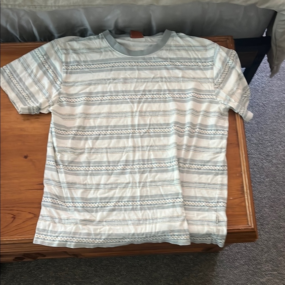 Men's Striped Casual Shirt - White and Gray